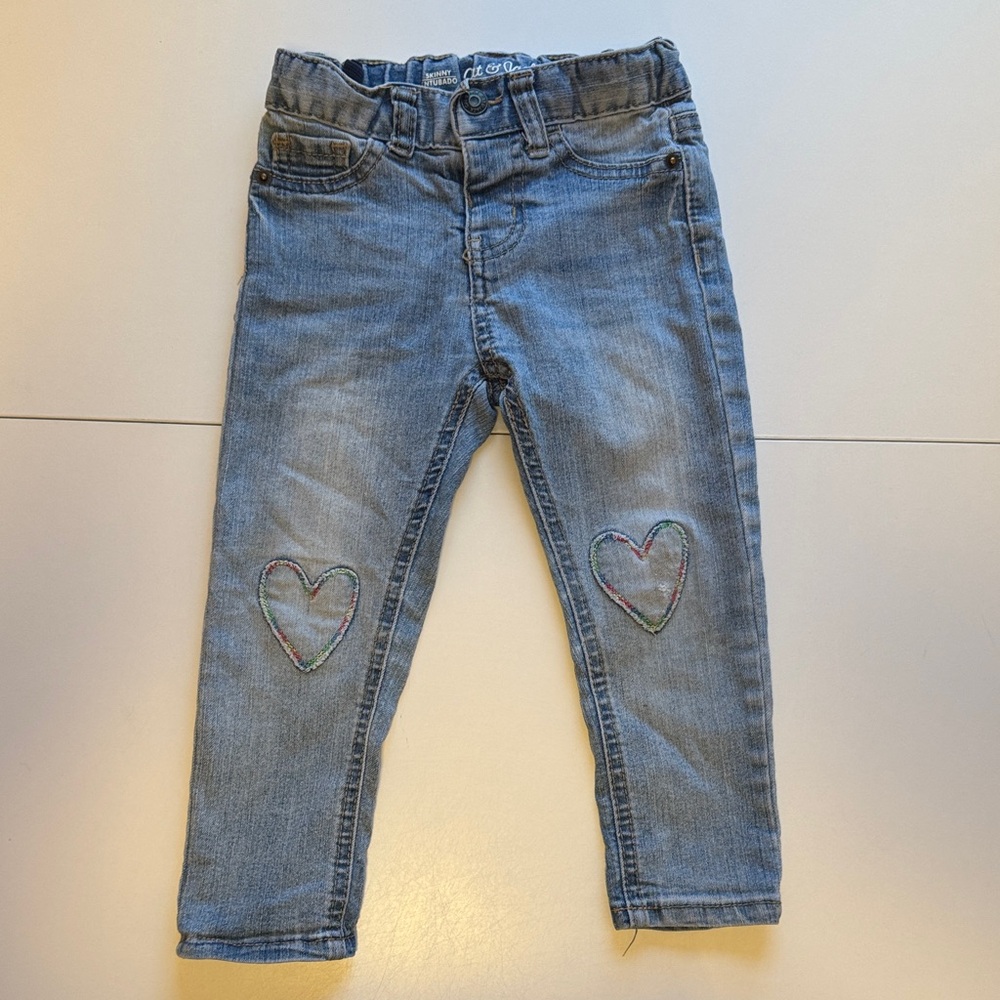 Cat & Jack Blue Kids Jeans with Heart Accents